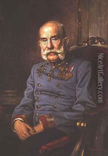 Emperor Franz Joseph I of Austria (1830-1916), 1915 Oil Painting - Hermann Wassmuth
