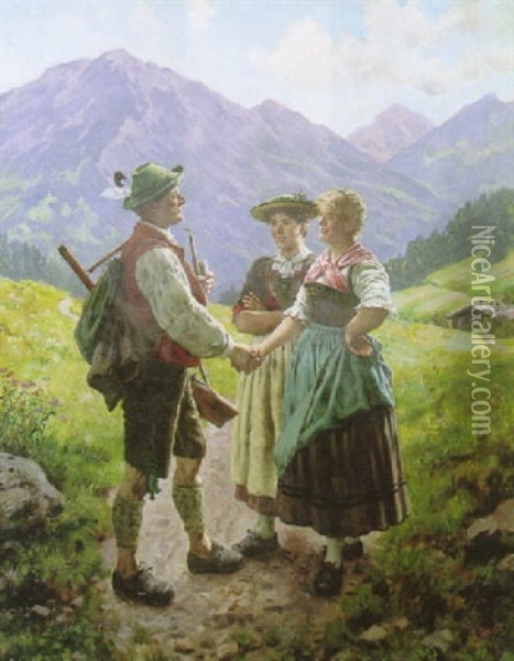 Mountain Sweethearts Oil Painting - Emil Rau