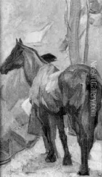 Pferd Mit Reiter Oil Painting - Robert Von Haug