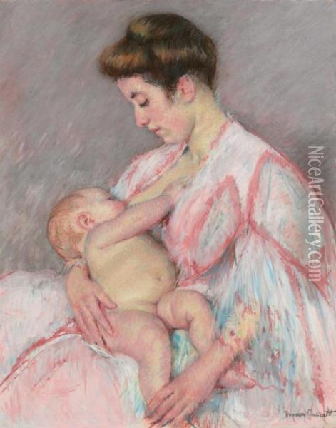 Baby John Nursing Oil Painting - Mary Cassatt