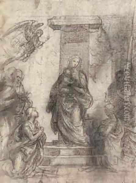 The Madonna and Child with saints Oil Painting - Fra (Baccio della Porta) Bartolommeo
