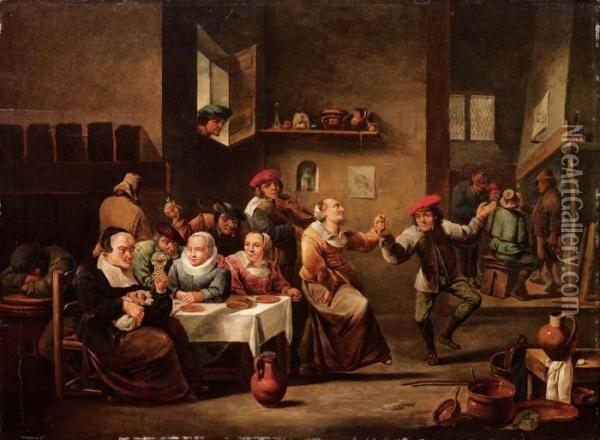 Scena Di Osteria Oil Painting - David The Younger Teniers