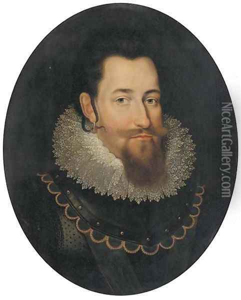 Portrait of Christian IV, King of Denmark and Norway (1577-1648) Oil Painting - Pieter Isaacsz