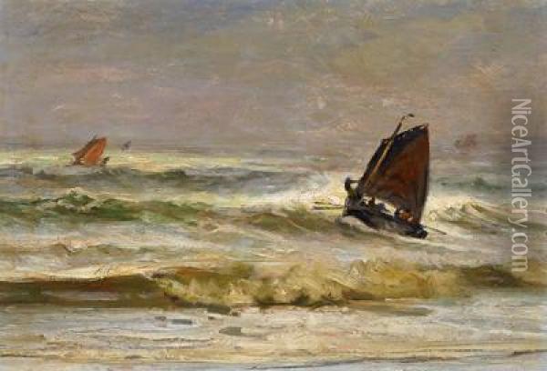 Schiffe Auf Bewegter See Oil Painting - Edmond De Palezieux