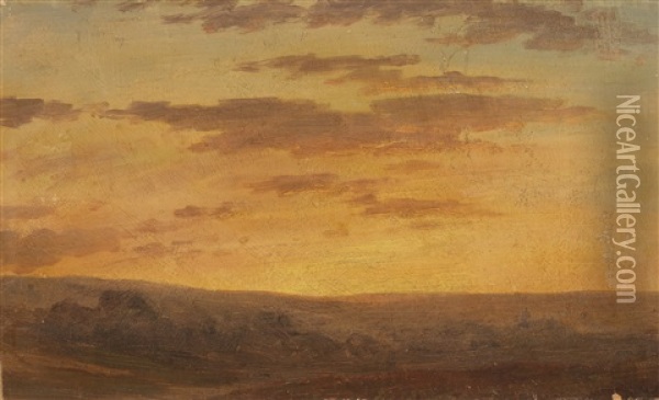Landschaft In Der Abenddammerung Oil Painting - Gustav Friedrich Papperitz