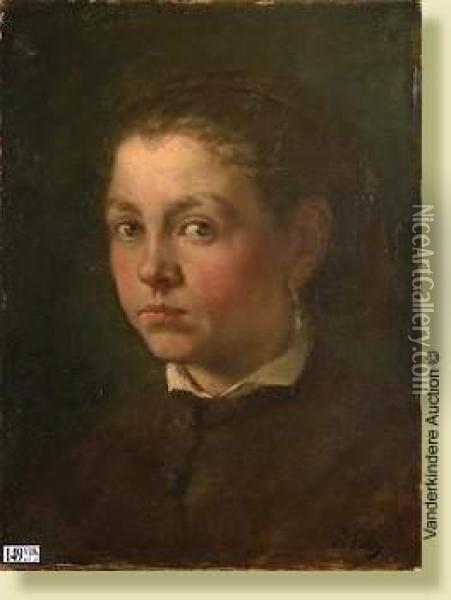 Portrait De Fillette Oil Painting - Isidore Alexandre Augustin Pils
