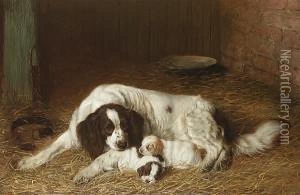Maternal Affection Oil Painting - Horatio Henry Couldery