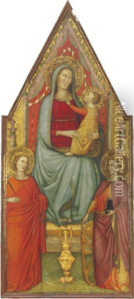 Madonna Col Bambino In Trono Tra Santa Caterina D'alessandria E Santa Martire Oil Painting - Lorenzo Di Niccolo Di Martino