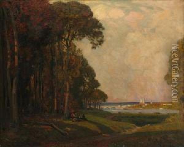 The Medway Oil Painting - Sir Alfred East