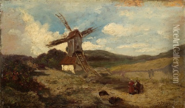 Le Moulin A Vent Oil Painting - Jules Dupre