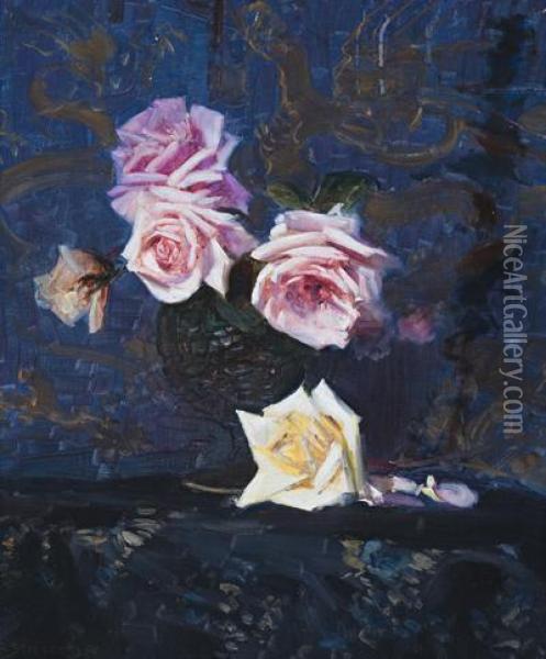 Roses Oil Painting - Arthur Ernest Streeton