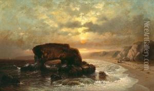 Coast Of The Pacific Near Santa Cruz, California Oil Painting - Lemuel Maynard Wiles