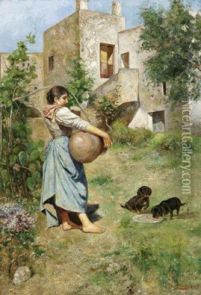 Femme Au Jardin Oil Painting - M. Luchart