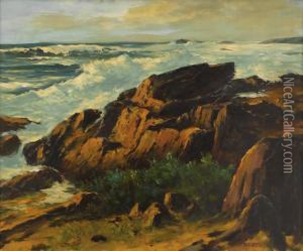 California Coast Oil Painting - Alfred Mitchell