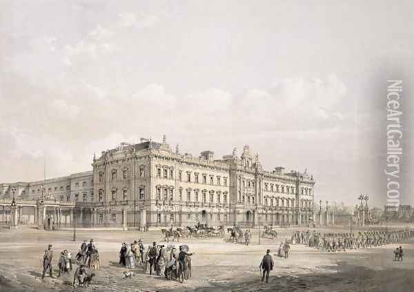 Buckingham Palace, engraved by Thomas Picken (fl.1838-d.1870), pub. 1852 by Lloyd Bros. & Co. Oil Painting - Edmund Walker