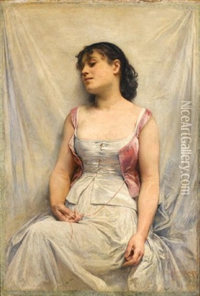 A Portrait Of Melle Jeanne Maillart Oil Painting - Diogene Ulysse Napoleon Maillart