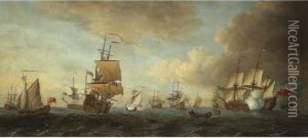 The British Fleet At Sea, 1688 Oil Painting - John the Younger Cleveley