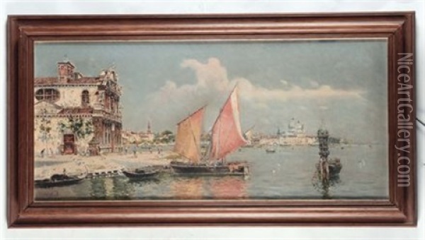 Veduta Di Venezia Oil Painting - Antonio Maria de Reyna Manescau