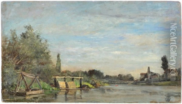Summer River Oil Painting - Charles Francois Daubigny
