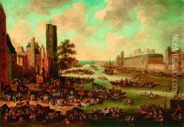 Blick Auf Den Turm Tour De Nesle Und Den Louvre In Paris Oil Painting - Pieter Bout