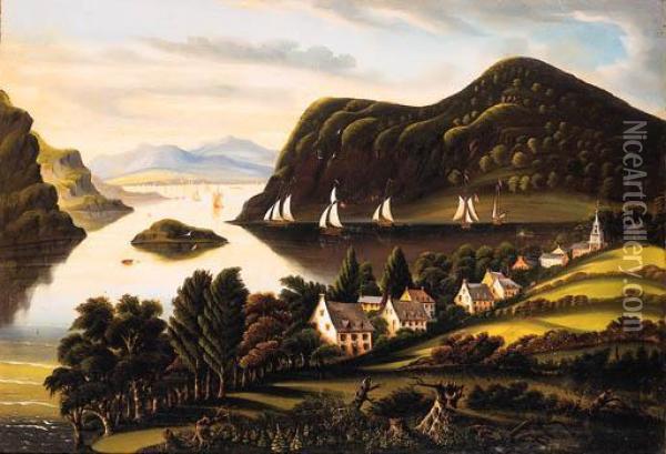A View Of The Hudson River Oil Painting - Thomas Chambers