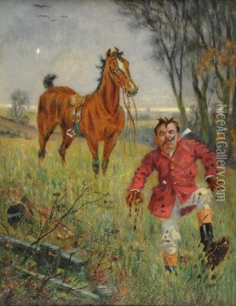 Humorous Study Of A Huntsman Oil Painting - William Irving
