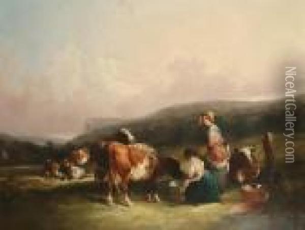 Milking Time Oil Painting - Snr William Shayer