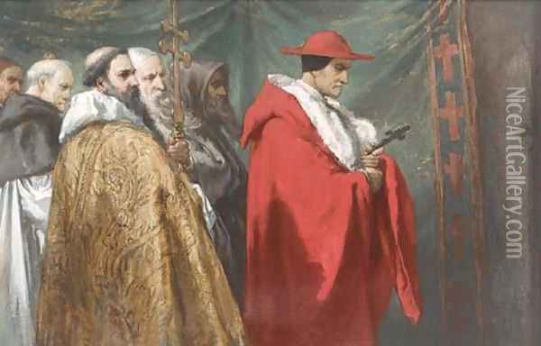 Cardinal Pandolphus at the ex-communication of King John Oil Painting - Sir John Gilbert