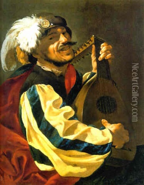A Lute Player Oil Painting - Hendrick Ter Brugghen