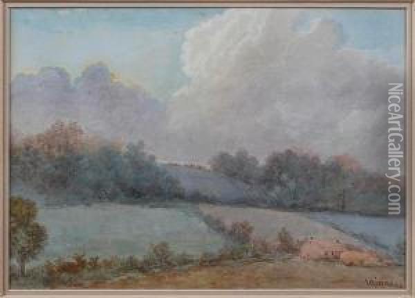 A Rural Landscape Oil Painting - Leopold Rivers