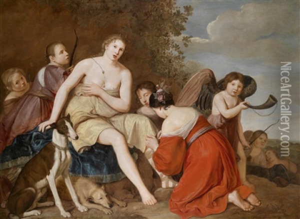 Diana Und Ihre Nymphen Vor Der Jagd Oil Painting - Johan Danckerts