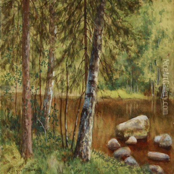 Quiet Summer Day In A Russian Birch Forest Oil Painting - Alexandr Alexandrovich Benois