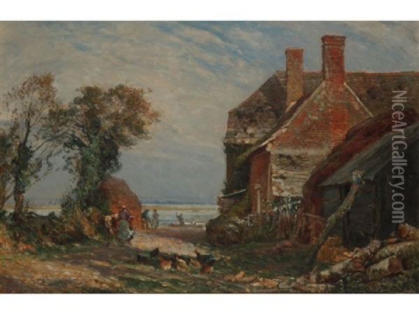 Cottages On Poole Harbour Oil Painting - Frederick (William Newton) Whitehead