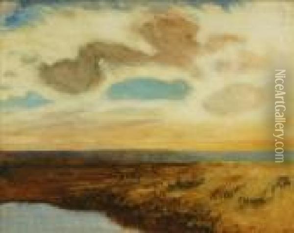 Sunset Overmoorland Oil Painting - George Clausen