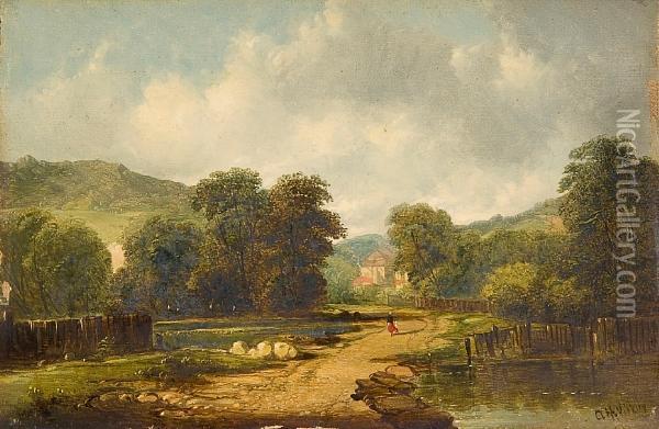 Figures In A Landscape Oil Painting - A.H. Vickers