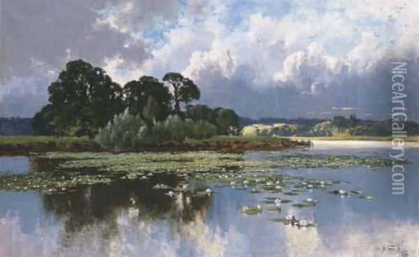 Lilypond, Centennial Park Oil Painting - Henri Tebbitt