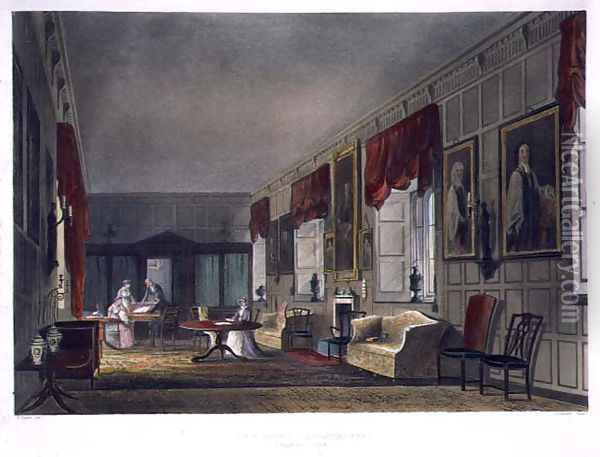 Dr. Fishers Apartments at Charter House, from History of Charter House School, part of History of the Colleges, engraved by Joseph Constantine Stadler fl.1780-1812 pub. by R. Ackermann, 1816 Oil Painting - Augustus Charles Pugin
