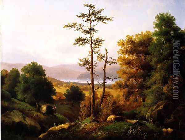 On the Hudson Oil Painting - Henry Ary