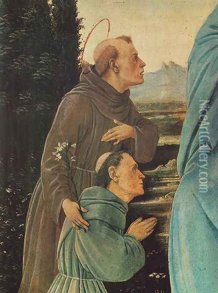 Madonna with Child, St Anthony of Padua and a Friar (detail) before 1480 Oil Painting - Filippino Lippi