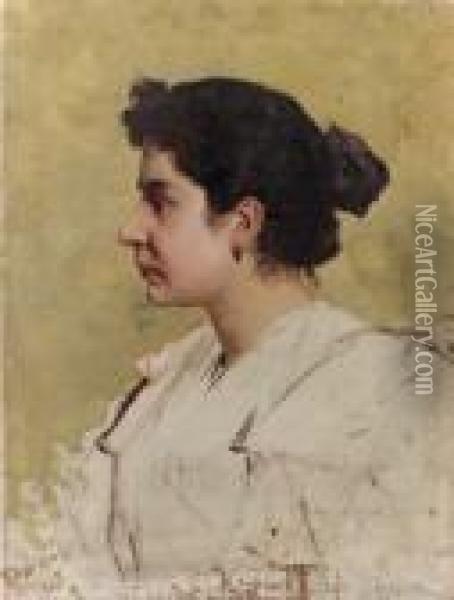 Ritratto Femminile Oil Painting - Achille Beltrame