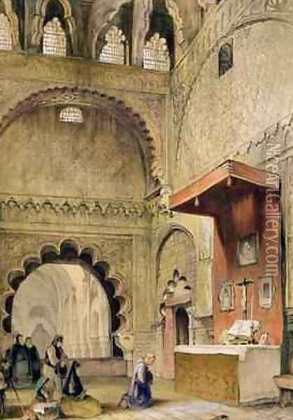 Cordoba Monk praying at a Christian altar in the Mosque Oil Painting - John Frederick Lewis