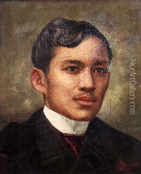 Portrait Of Jose Rizal Oil Painting - Teodoro Buenaventura