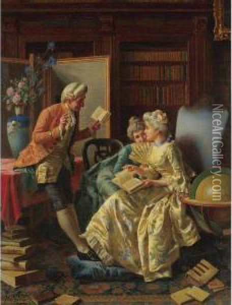 In The Library Oil Painting - Pio Ricci