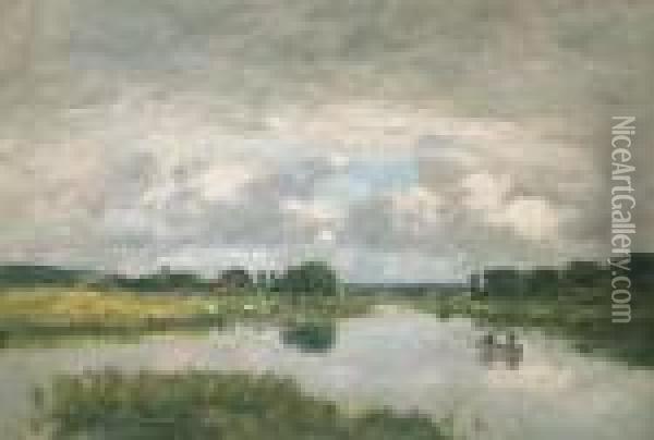 La Riviere, Deauville Oil Painting - Eugene Boudin