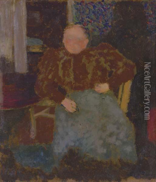 Madame Vuillard Assise Oil Painting - Jean-Edouard Vuillard