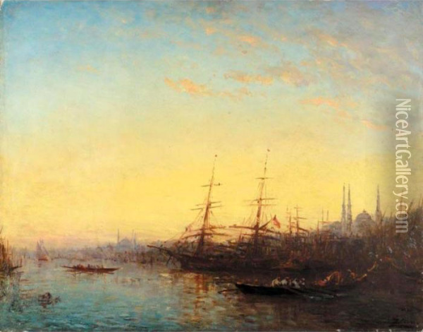 Le Port, Corne D'or, Constantinople Oil Painting - Felix Ziem