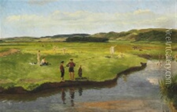 Landscape From Vejle Oil Painting - Constantin (Carl Christian Constantin) Hansen