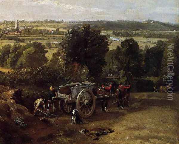The Stour-Valley with the Church of Dedham (detail) 1814 Oil Painting - John Constable