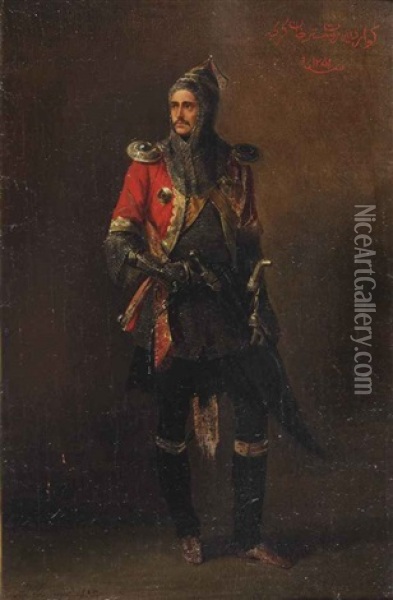 An Officer Of The Guard Caucasion-mountaineer Half Squadron Oil Painting - Adolphe Ignatievich Ladurner
