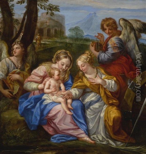 Mystic Marriage Of Saint Catherine Of Alexandria Oil Painting - Andrea Procaccini